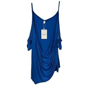 Nextmia Blouse Women's 16 Plus‎ Blue Solid Spaghetti Strap Surplice Pullover New